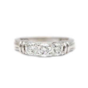 14k White Gold Three Stone Diamond Ring